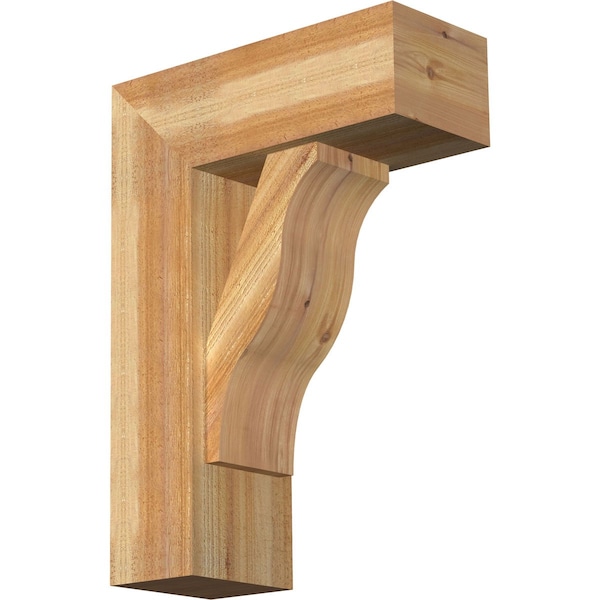 Ekena Millwork Funston Block Rough Sawn Bracket w/ Offset Brace, Western Red Cedar, 8"W x 20"D x 28"H BKT0806X20X28FST05RWR - main